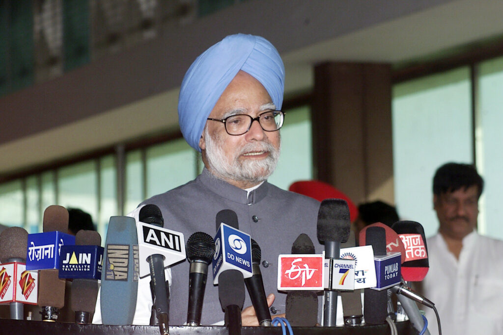 The Prime Minister Dr. Manmohan Singh addressing a Press Conference soon after his arrival from Afghanistan in New Delhi on August 29 2005